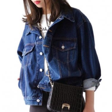 2017 Women Basic Coat Autumn Winter Women BF Denim Jacket plus size Vintage Loose Female Oversize Je