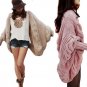 New Knitted Wool Winter Cardigans Poncho Capes Long Sleeve Oversize Women Sweater Crochet Black Batw