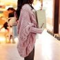 New Knitted Wool Winter Cardigans Poncho Capes Long Sleeve Oversize Women Sweater Crochet Black Batw