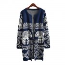 Winter Autumn 2017 New O Neck Long Cardigan Women Casual Elephant Printed Big Pocket Sweater Loose L
