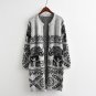 Winter Autumn 2017 New O Neck Long Cardigan Women Casual Elephant Printed Big Pocket Sweater Loose L