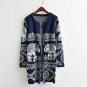Winter Autumn 2017 New O Neck Long Cardigan Women Casual Elephant Printed Big Pocket Sweater Loose L