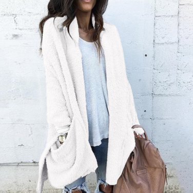 Irregular Plush Warm Long Outwear Women Autumn Casual Cardigan Coat Women Winter Both Side Fleece Ov