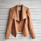 Coats Streetwear No Top Zippers Full Solid Turn-down Collar Open Stitch Slim 2017 Winter Women\'s La