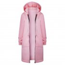 Women Solid Color Hooded Coat Female Thick Poncho Cardigan Zipper Fashion Coat wide Waist 2017 Autum
