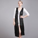Women Long Cardigans Autumn Winter Open Stitch Poncho Knitting Sweater Cardigans Sleeveless Hollow S