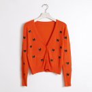 2017 Autumn Winter Coat Women Long Sleeve V-Neck Cute Cats Embroidery Cardigan Feminino Luxury Brand