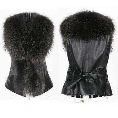 OLGITUM 2018 Hot Sale Imitation Fur Vest Fur Coat New Autumn and Winter Women Short PU Leather Fur C