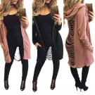 2017 fashion winter designed black pink Overcoat Sexy Back Hollow Hooded Jacket sexy ladies casual l