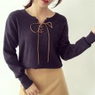 Sexy knitting pullover Fashion lace up autumn winter women tops Casual hollow out jumper pull femme 