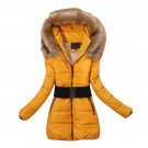 AMS Women\'s padded winter warm fur collar jackets coat jacket