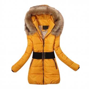 AMS Women\'s padded winter warm fur collar jackets coat jacket