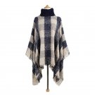 winter Korean Autumn Winter Women Sweaters And Pullovers Plaid Turtleneck Cloak With Tassel Plus Siz