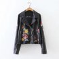 New Pattern Leather Bomber Jackets Embroidered Autumn Winter Denim Jacket Women Embroidery Rivet Lea
