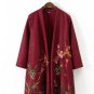 Floral Embroidered Open Front Cardigan Autumn Winter Knitted Cardigans Coat Long Sleeve Poncho Sweat