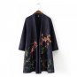 Floral Embroidered Open Front Cardigan Autumn Winter Knitted Cardigans Coat Long Sleeve Poncho Sweat