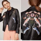 2017, autumn, winter, Europe and the United States new embroidered multi rivets women\'s leather coa