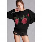2017 Autumn Winter Women Fashion Embroidered Brief Letters Print Loose Sweatshirt Long Sleeve Crew N