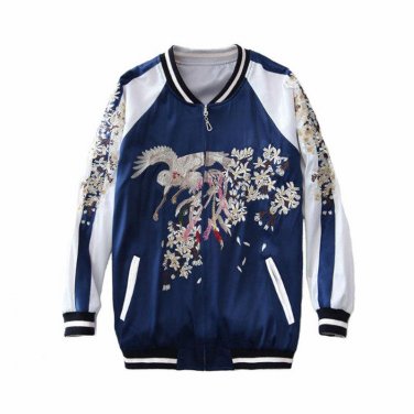 Top!!! Two Side Wear Luxury Satin Embroidered Baseball Jacket Women Men Streetwear Jacket Outwear Bl