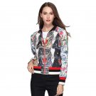 Floral Bomber Jacket Women Autumn Embroidered Print Tiger Thick Long Sleeve Sequin Zipper Boho Chic 