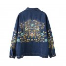 2017 Spring Autumn Women Floral Embroidered Fashion Basic Denim Jackets For Girls With Double Pocket