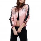 2017 Autumn New Pink Floral Embroidered Bomber Jacket Boho Patchwork Biker Streetwear Pilots Basic O