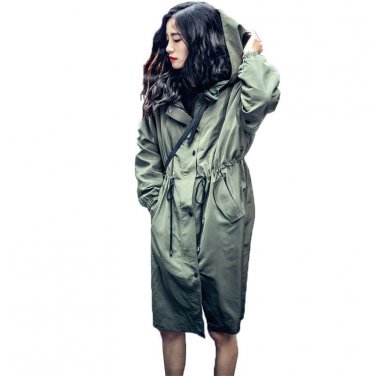 Women Autumn Bomber Long Sleeve Drawstring Windbreaker Hooded Jacket Loose Hoodies Outerwear Casual 