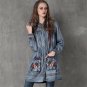 Spring Autumn Fashion Women Denim Jacket Vintage Flower Embroidered Pockets Long Coats Windbreaker J