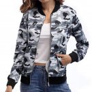 2017 Women Padded Camouflage Print Long Sleeve Baseball Jacket Zipper Basic Bomber Autumn Outerwear 
