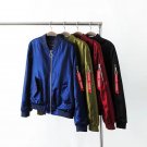 2018 New Fashion Women Casual Flight Bomber Jackets Lady Long Sleeve Satin Baseball Coats Army Green