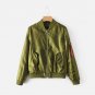 2018 New Fashion Women Casual Flight Bomber Jackets Lady Long Sleeve Satin Baseball Coats Army Green