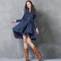 Brand Fashion Irregular Long denim jacket Autumn Winter Vintage Embroidered Belt Slim Jackets Women 