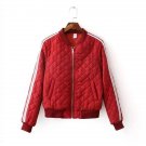 2018 New Autumn Winter Women Flight Bomber Thick Warm Jackets Ladies Short Striped Sleeve Patchwork 