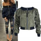 2017 Fashion Womens Autumn Long Sleeve Zipper Pockets Casual Loose Basic Biker Coat Bomber Jacket Sh