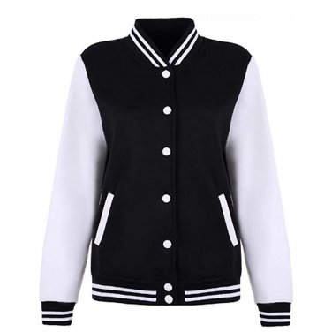 Autumn Jacket Women Coat 2017 Baseball Women\'s Jackets Full Sleeve Stand Collar Button Patchwork Bo
