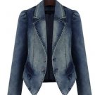 2017 Bomber Denim Jacket Women Chaqueta Suit Collar Single-breasted Bolero Slim Outerwear Coat Lady 