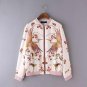 TANGNEST Women Printed Bomber Jacket Autumn Winter Street Fashion Print Crane Girls Outwear Coat Jac
