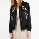 2016 Harajuku Bird Plum Flower Embroidery Jacket New Women Contrast color Floral Bomber Jacket Coat 