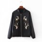 2016 Harajuku Bird Plum Flower Embroidery Jacket New Women Contrast color Floral Bomber Jacket Coat 