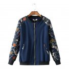 Women Fashion Bomber Jackets Coat 2017 Autumn Floral Print Patchwork Zipper Loose Flight Jackets Cas