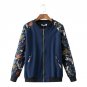 Women Fashion Bomber Jackets Coat 2017 Autumn Floral Print Patchwork Zipper Loose Flight Jackets Cas