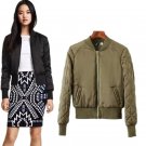 Fashion Women\'s V-Neck Quilting Quilted Jacket Short Thin Padded Bomber Jacket Coat Pilots Outerwea