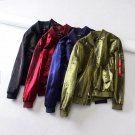 2018 Spring Autumn Women Fashion Flight Bomber Jackets Lady  Casual Long Sleeve Satin Baseball Coats