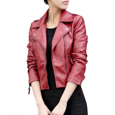 Plus Size 4XL Short Washed PU Leather Jacket Black Women Basic Coats Autumn Street Motorcycle Ladies