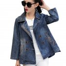 2017 Women Basic Coats Double Breasted Denim Jacket Plus Size Women Clothing Short Cloak Bomber Jack