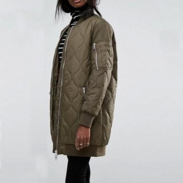 2018 Women New Winter Solid Warm Padded Coats Ladies Stand Collar Zippers Pockets Basic Casual Loose