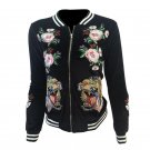 2017 Vogue Embroidered Velvet Women Jacket Bomber Jacket Casual Coat Rose Outerwear Trendy Jacket Ja
