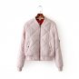 Women Bomber Jacket Quilting Quilted Jacket Short Thin Padded Side Zipper Sleeve Coat Pilots V-Neck 