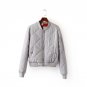 Women Bomber Jacket Quilting Quilted Jacket Short Thin Padded Side Zipper Sleeve Coat Pilots V-Neck 