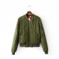 Women Bomber Jacket Quilting Quilted Jacket Short Thin Padded Side Zipper Sleeve Coat Pilots V-Neck 